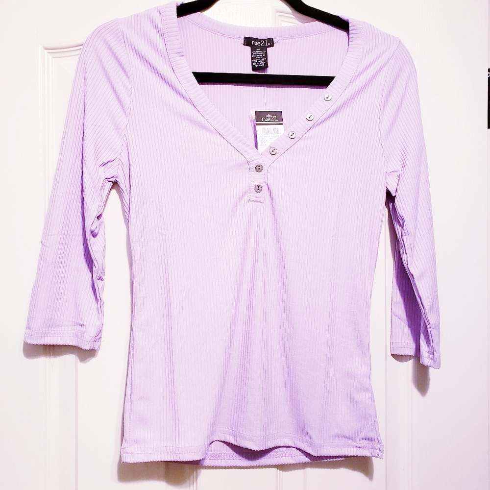 Lavender Super Soft Button Top